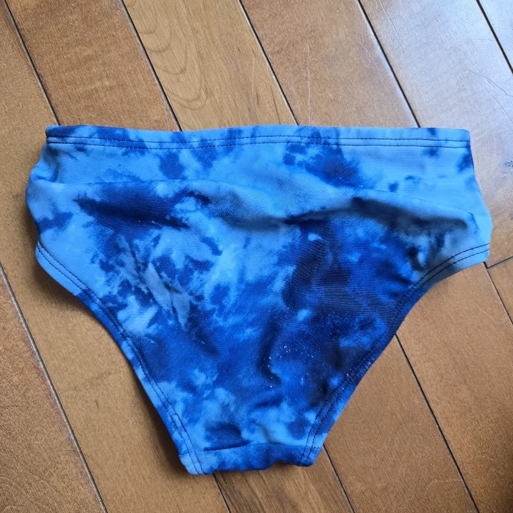 Blue Tie-Dye Girl 3T Two Piece Bikini set VGUC City Street Ruffles
